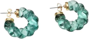 14k Gold C Shape Blue Resin Twist Lucite Earrings For Women, Transparent Resin Cuff See Through Hoops Earrings, Vintage Lucite Earrings Gifts