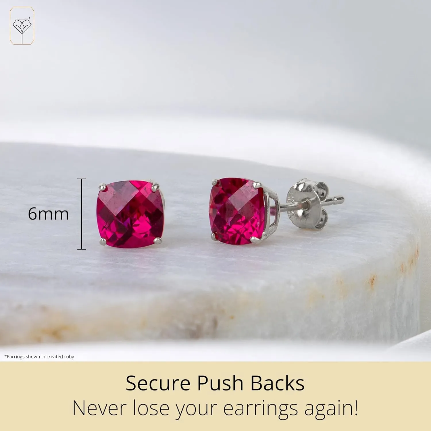 14k Gold Cushion Cut Gemstone Round Stud Earrings for Women | 6mm Round Birthstone Studs | Anti Tarnishing Gold Gemstone Earring by MAX   STONE