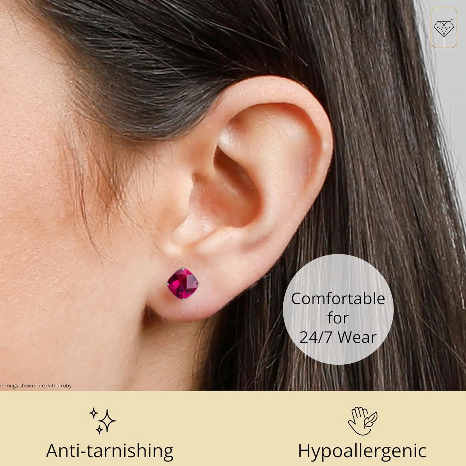 14k Gold Cushion Cut Gemstone Round Stud Earrings for Women | 6mm Round Birthstone Studs | Anti Tarnishing Gold Gemstone Earring by MAX   STONE