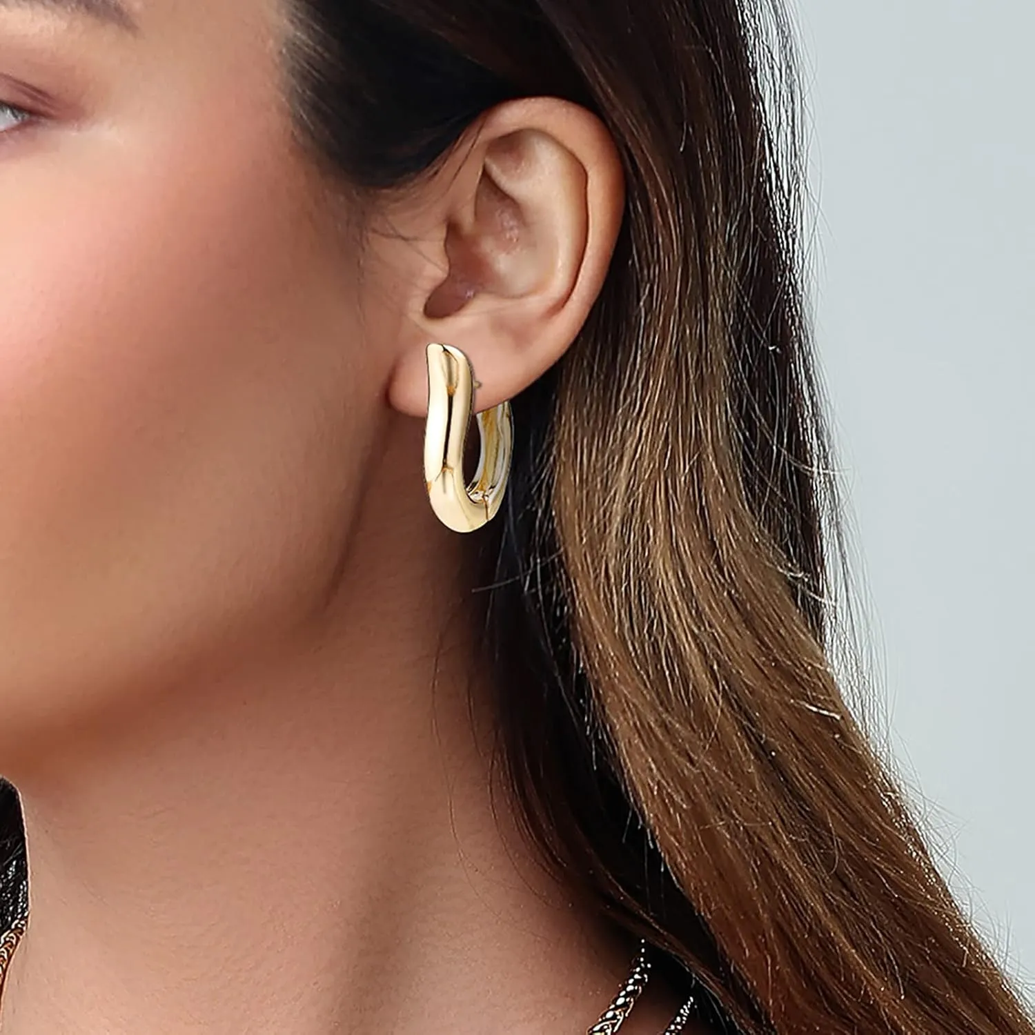 14K Gold Hoop Earrings for Women, Hypoallergenic Chunky Gold Hoop Earrings Multipack, Lightweight Twisted Huggie Hoops Earring Set Jewelry for Gifts