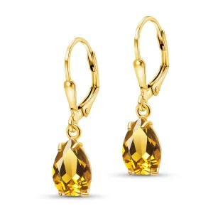 14K Gold Plated Citrine Earrings for Women - Gold Teardrop Earrings for Women - Gold over 925 Sterling Silver - Dainty Earrings for Women - 14k Gold Leverback Earrings - Birthstone Jewelry