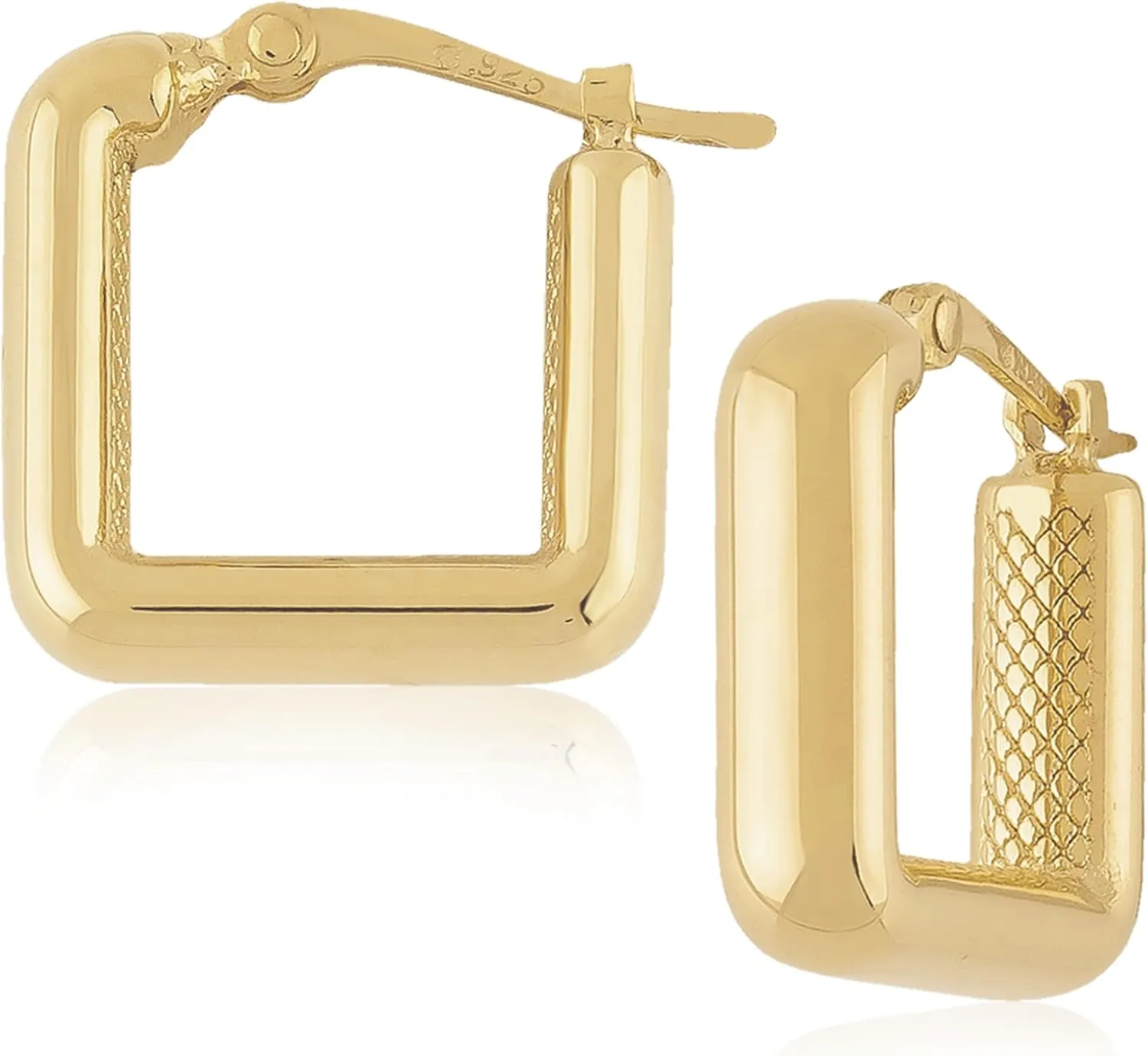 14K Gold Square Hoop Earrings for Women  Small Thick Hoops, Modern Geometric Design, USA-Made Chunky Gold Earrings