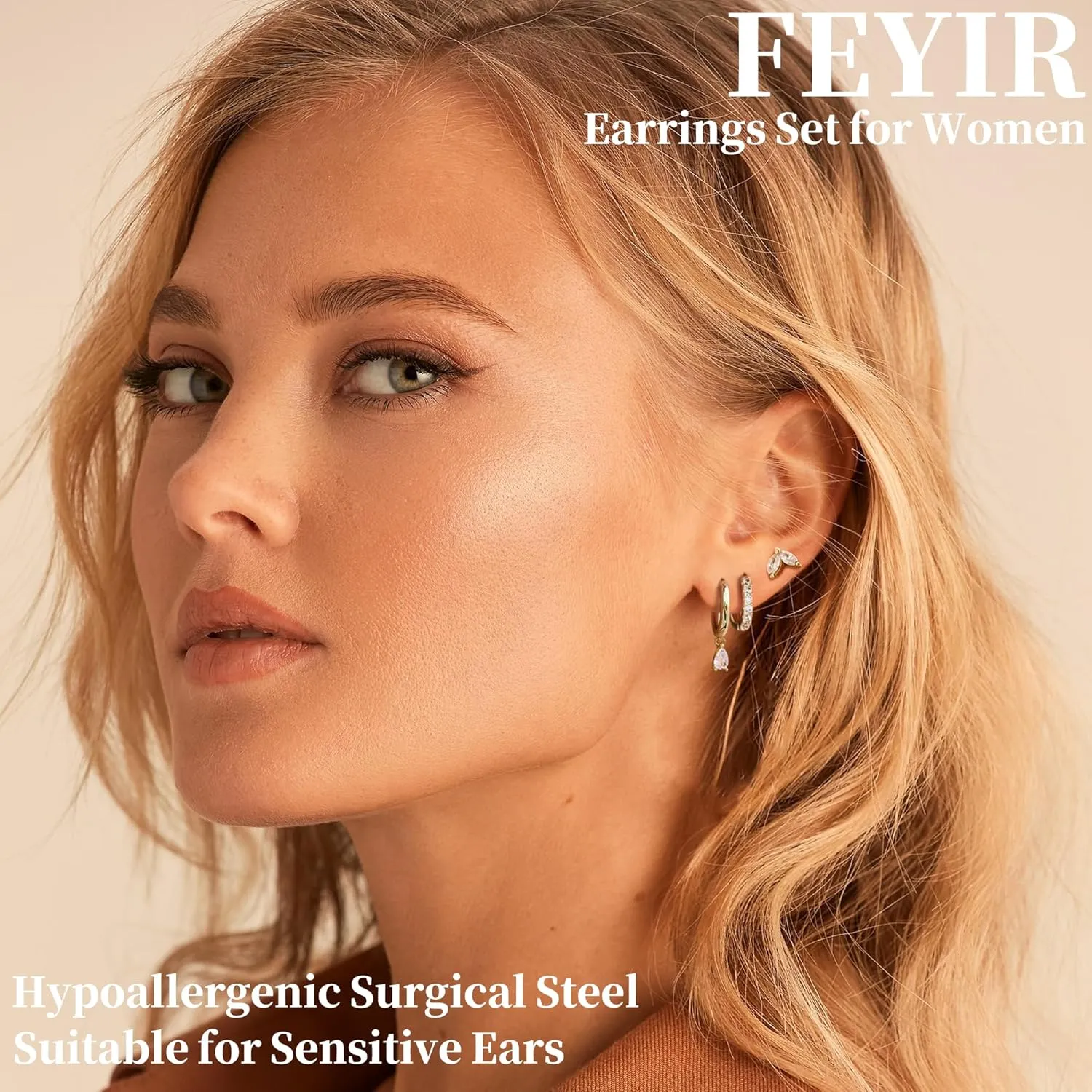 18 Pairs Hoop Stud Earrings Set for Women Gold Flat Back Stud Dainty Chunky Hoop Earring Hypoallergenic Stackable Earrings Sets for Multiple Piercing