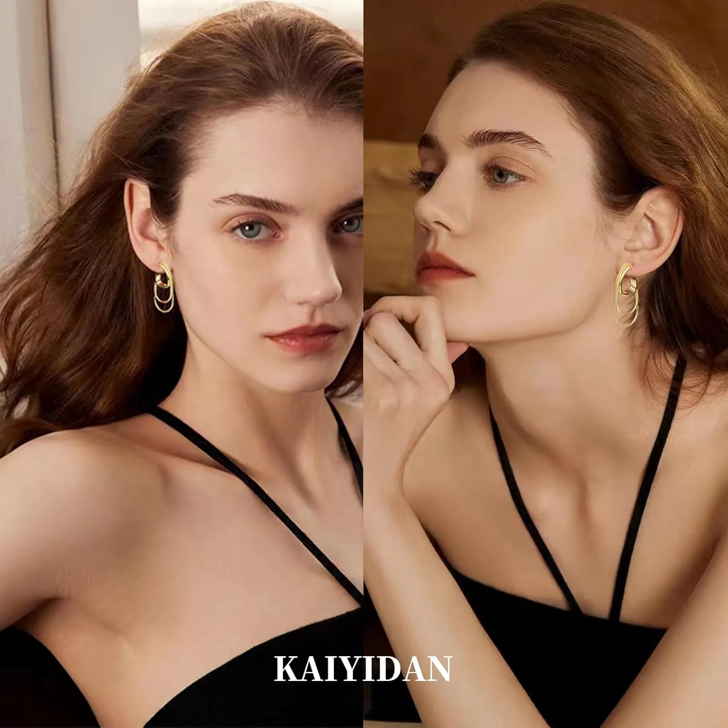 2 Pairs Gold/Silver Hoop Earrings For Women Men Set Trendy,18K Gold Plated Big/Large/Small/thin/Thick/ Chunky Zircon Huggie Hoop Earings,Western Turquoise Gemstone Dangle Hoops,Oval Twisted Statement CZ Geometric Drop Hoops,Fashion Jewelry Gift.