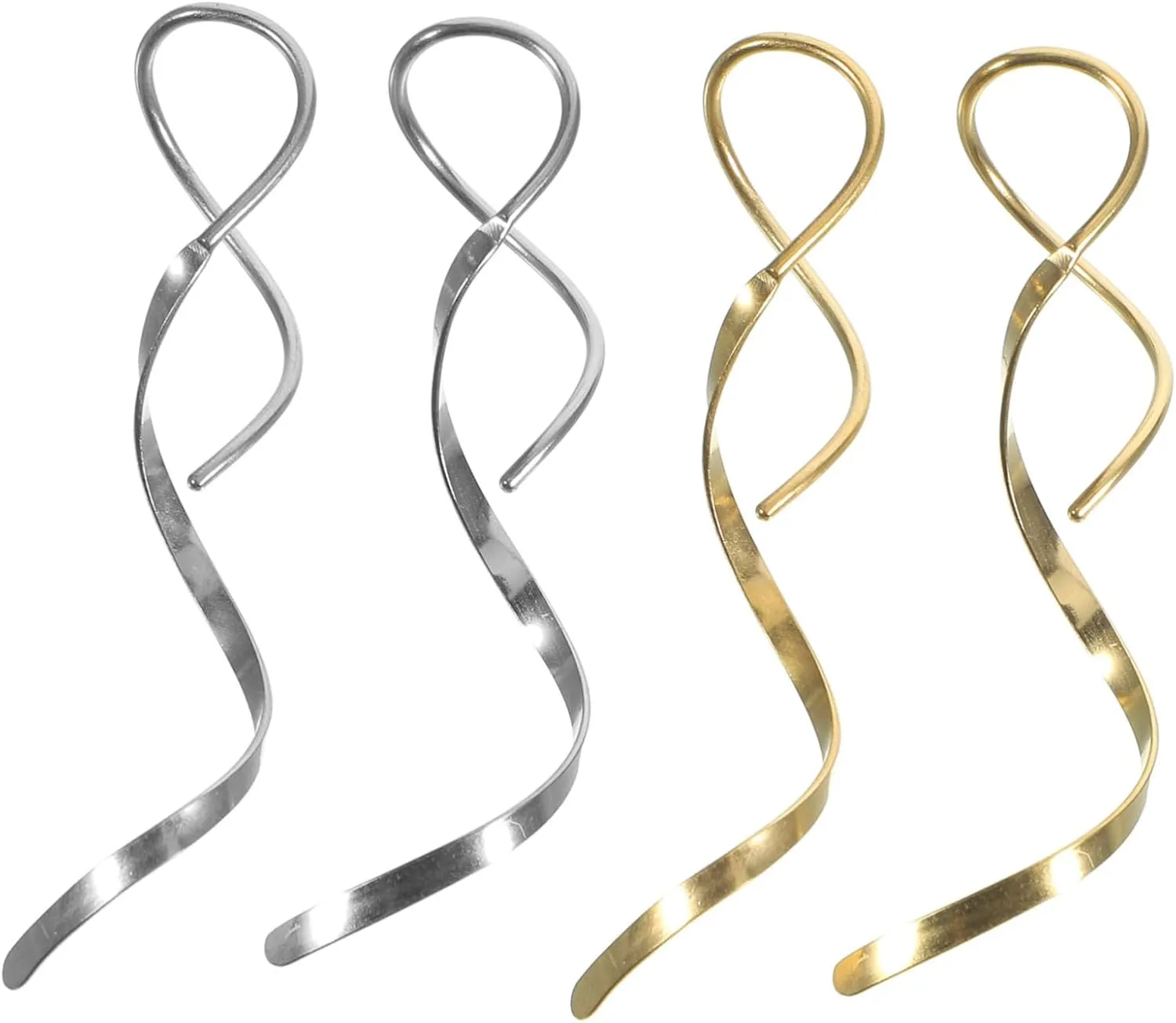 2 Pairs Women Spiral Threader Earring Sets Stainless Steel Drop Dangle Earrings for Casual Formal Occasions Minimalist Design Gold Silver