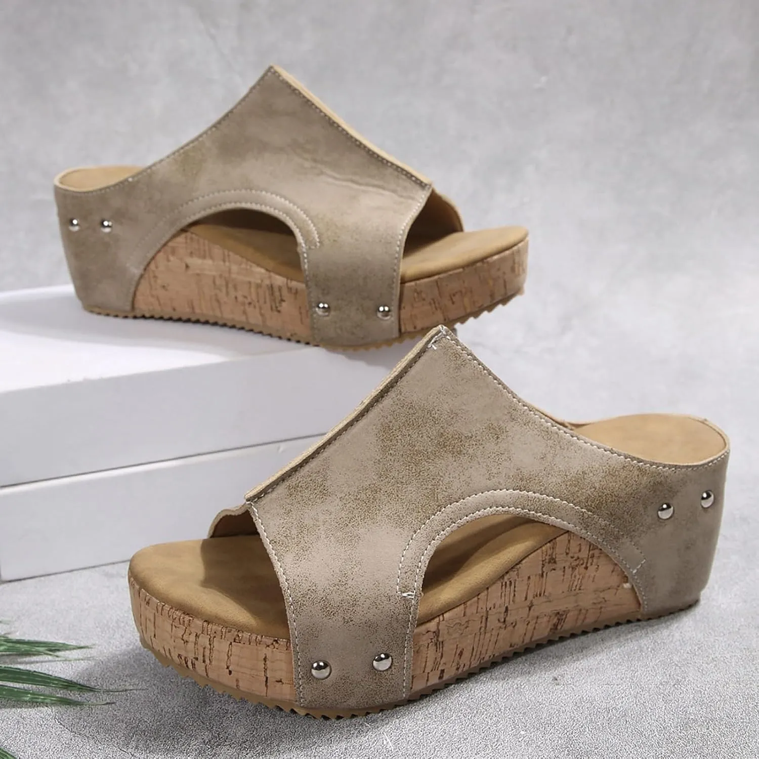 2025 Summer Sandals for Women,Women's Orthopedic Arch Support Wedge & Platform Chunky Heels, Beach Dressy Casual Walking Shoes,Slip On Sandals,Comfortable Wide Width Walking Dress Shoes