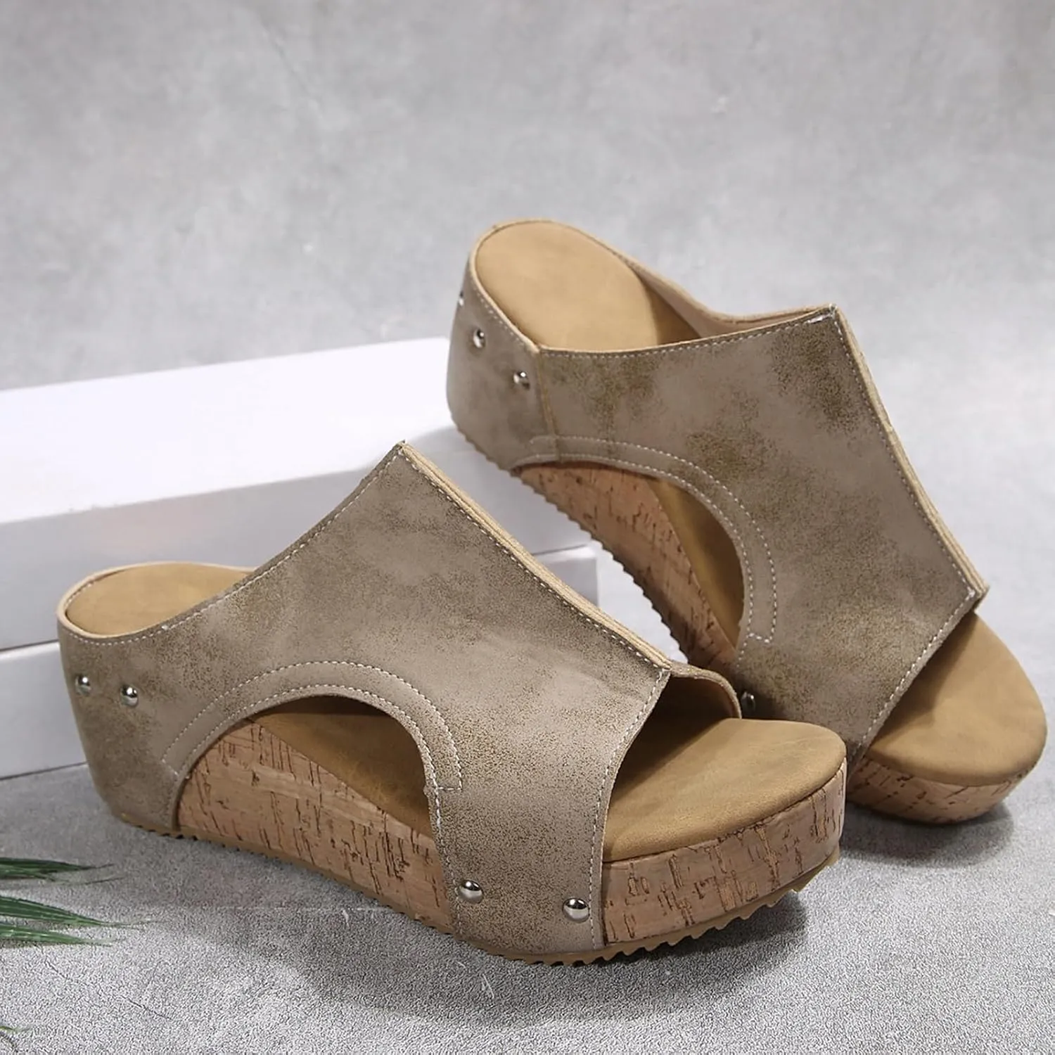 2025 Summer Sandals for Women,Women's Orthopedic Arch Support Wedge & Platform Chunky Heels, Beach Dressy Casual Walking Shoes,Slip On Sandals,Comfortable Wide Width Walking Dress Shoes