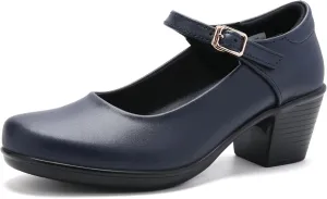 2025 Women's Mary Jane High Heels Pumps, Chunky 2-Inch Heel, Comfortable Dress Shoes for Work, Casual and Office Business, Zapatos para Mujer de Vestir