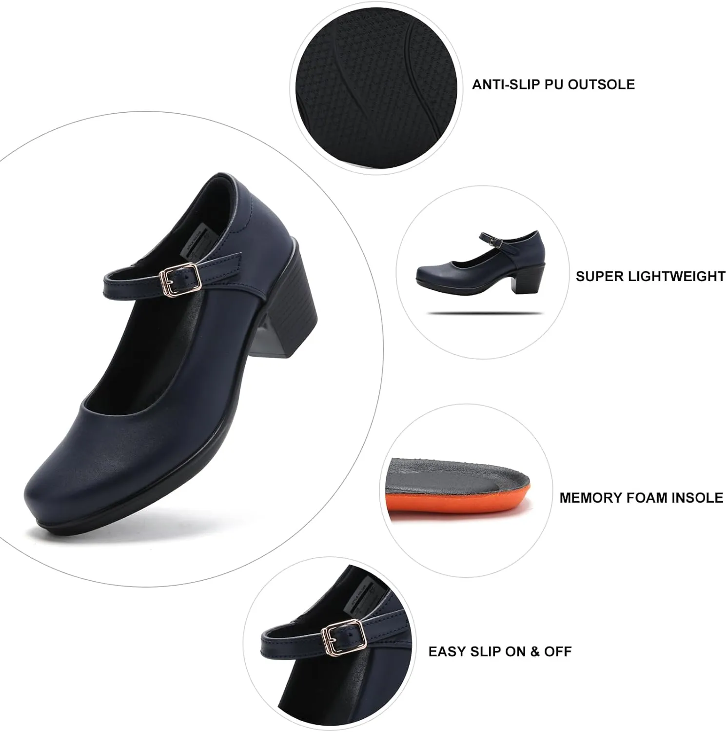 2025 Women's Mary Jane High Heels Pumps, Chunky 2-Inch Heel, Comfortable Dress Shoes for Work, Casual and Office Business, Zapatos para Mujer de Vestir