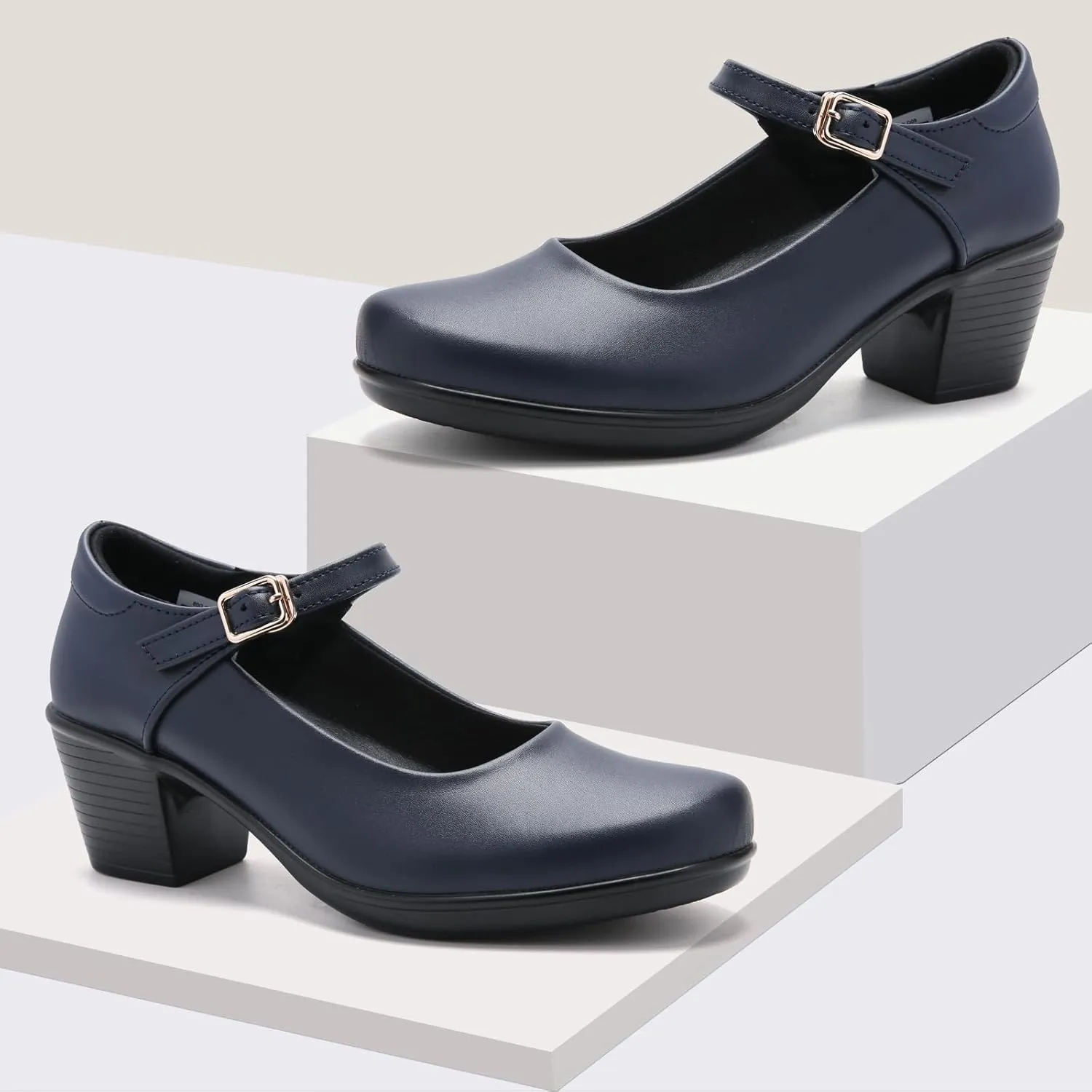 2025 Women's Mary Jane High Heels Pumps, Chunky 2-Inch Heel, Comfortable Dress Shoes for Work, Casual and Office Business, Zapatos para Mujer de Vestir