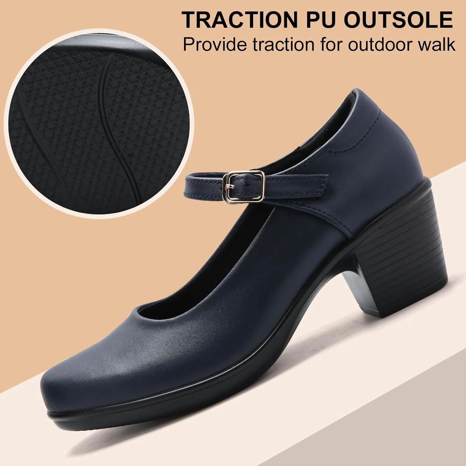 2025 Women's Mary Jane High Heels Pumps, Chunky 2-Inch Heel, Comfortable Dress Shoes for Work, Casual and Office Business, Zapatos para Mujer de Vestir