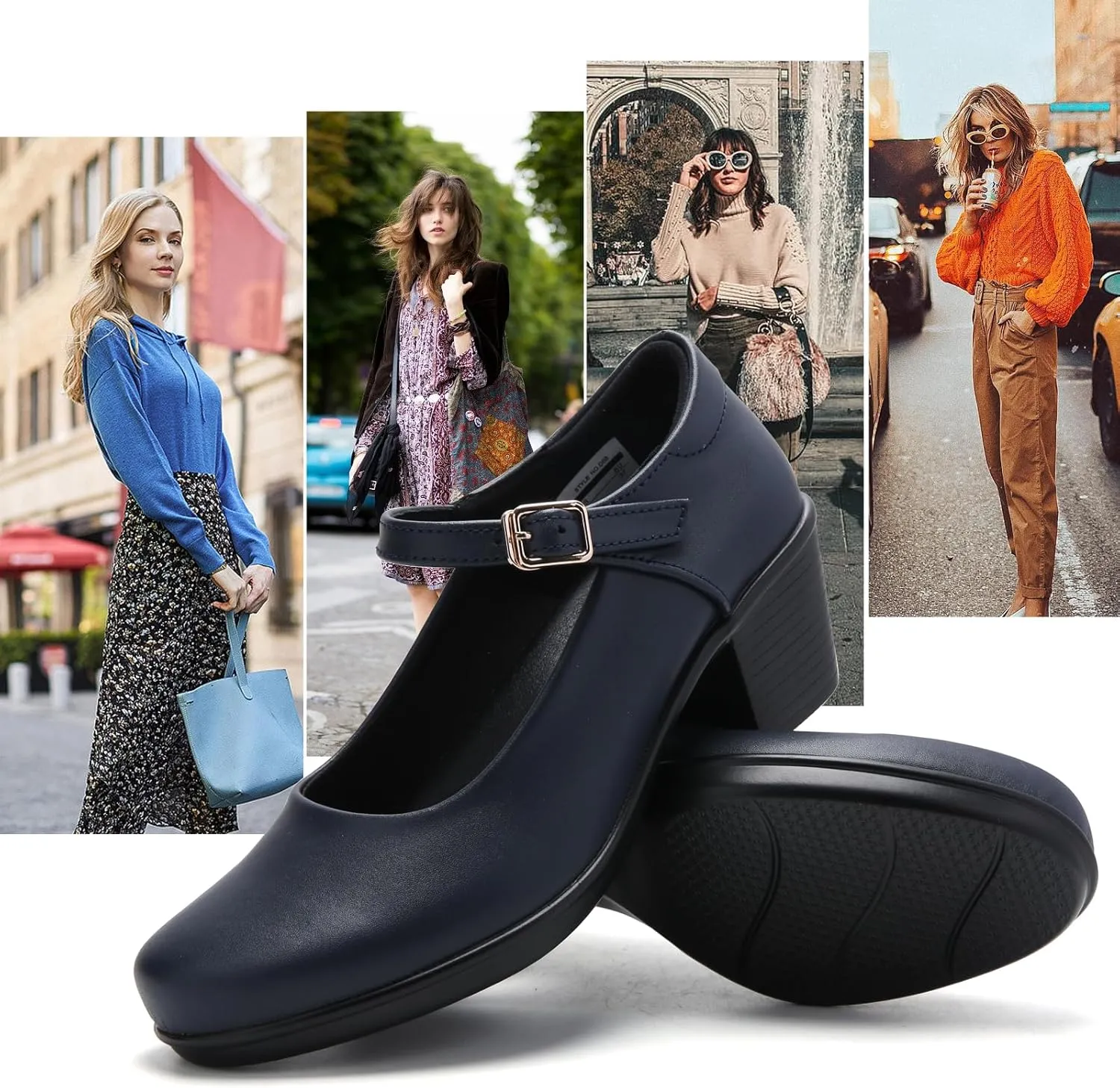2025 Women's Mary Jane High Heels Pumps, Chunky 2-Inch Heel, Comfortable Dress Shoes for Work, Casual and Office Business, Zapatos para Mujer de Vestir
