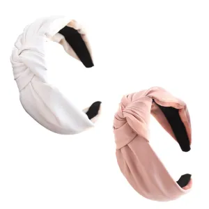 2pcs Creative Knot Leather Headbands for Women Versatile Makeup Spa Hair Accessories Comfortable Fit for Yoga Sports Daily Use Stylish PU Leather Hair Hoops