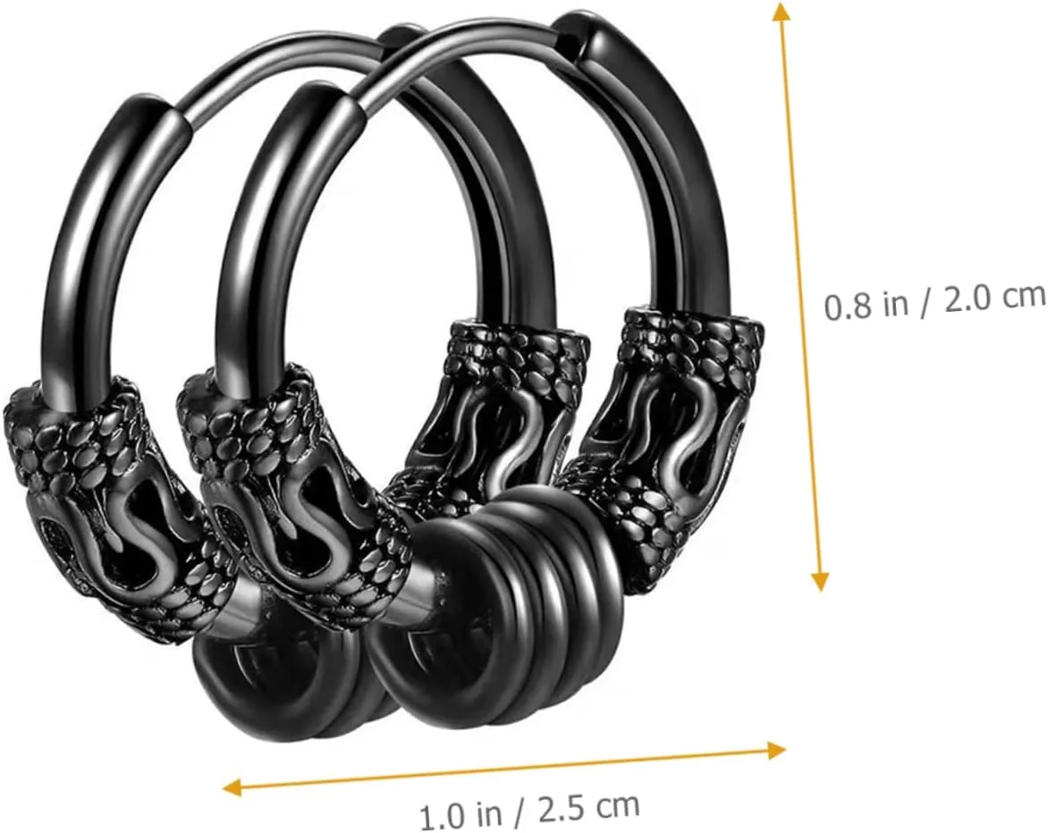 2pcs Dragon Earrings Trendy Jewelry Mens Mens Black Earrings for Men Earrings Hoops for
