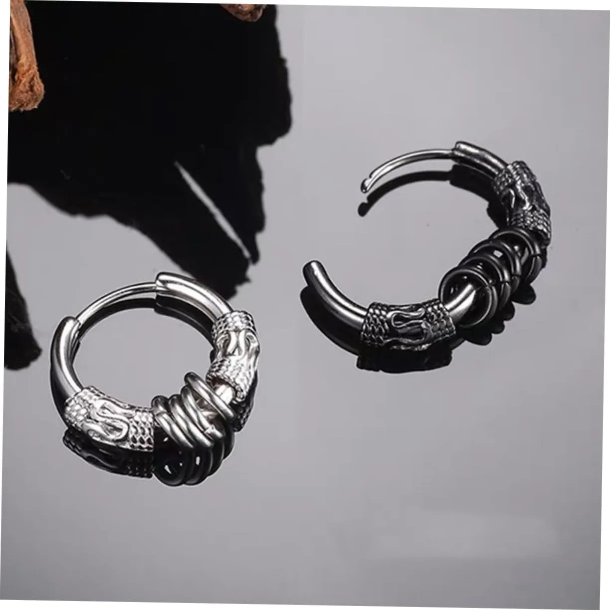 2pcs Dragon Earrings Trendy Jewelry Mens Mens Black Earrings for Men Earrings Hoops for