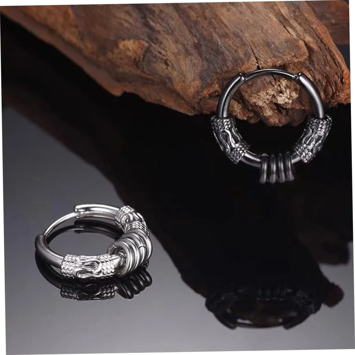 2pcs Dragon Earrings Trendy Jewelry Mens Mens Black Earrings for Men Earrings Hoops for