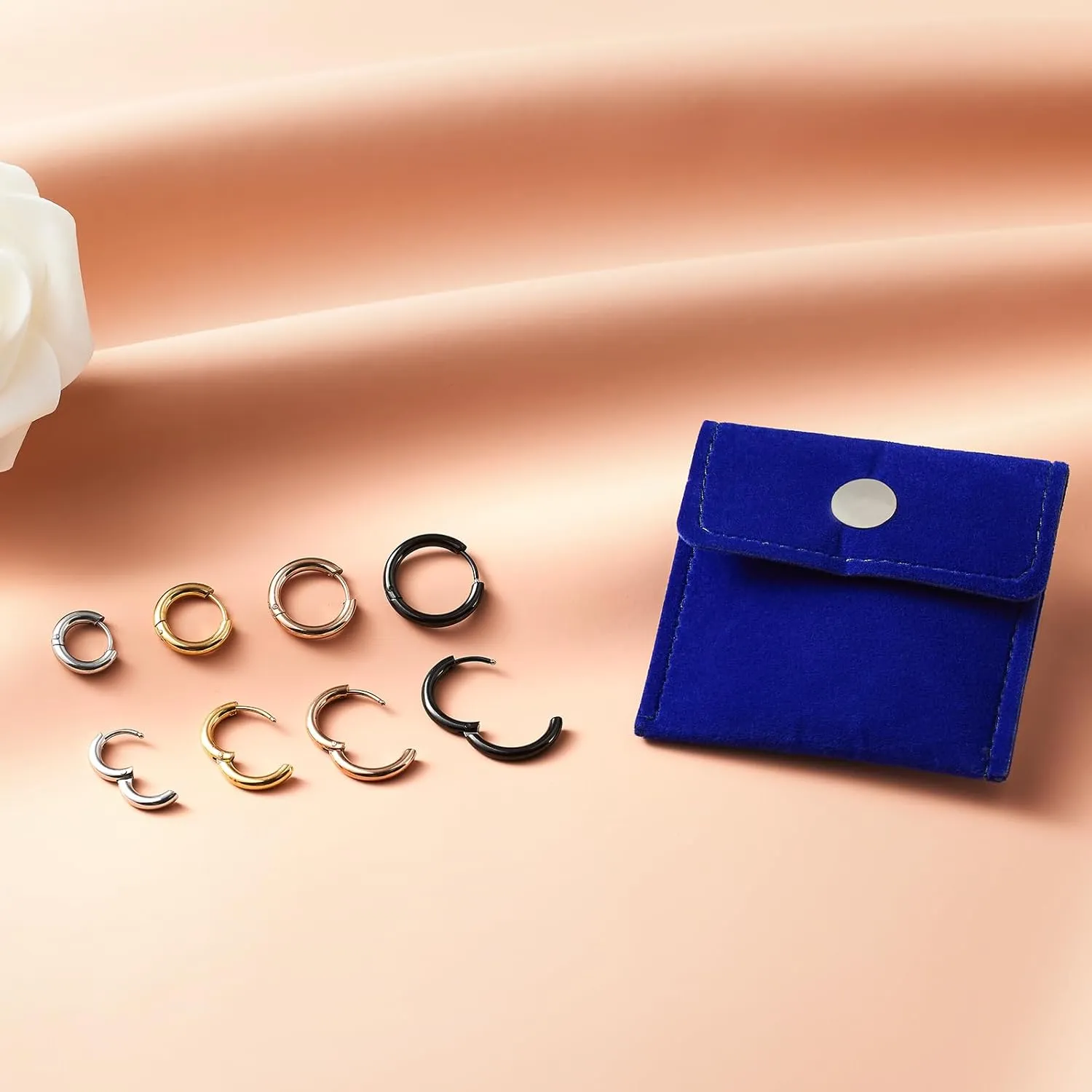 316L Surgical Stainless Steel Hypoallergenic Hoop Earrings Gold Silver Black Rose Gold 20G 8mm 10mm 12mm 14mm Cute Hoop Earrings Tragus Cartilage Helix Lobes Hinged Sleeper Earrings For Men Women