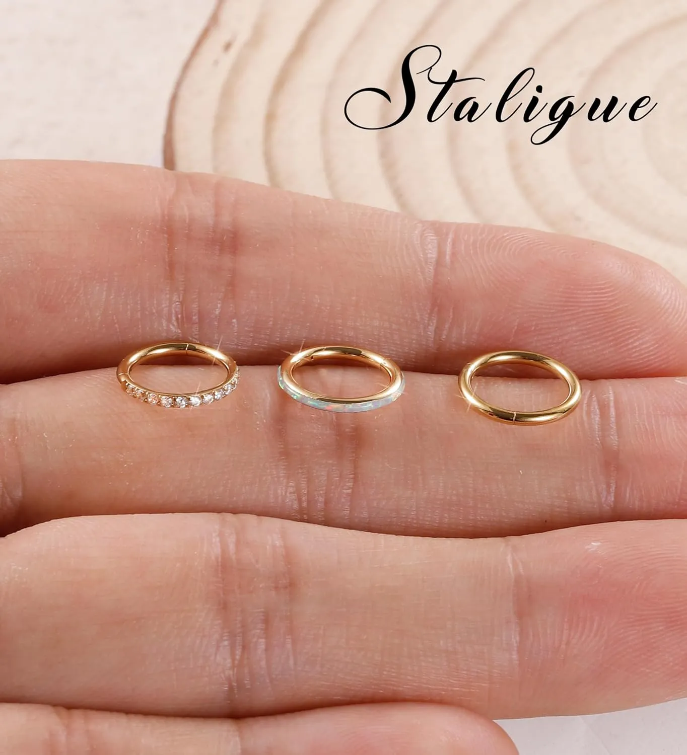3pcs Nose Rings Hoops - 316L Surgical Steel Hinged Nose Hoops 16G/18G/20G CZ Clicker Septum Nose Ring Lip Helix Cartilage Hoop Earring Daith Rook Conch Body Piercing Jewelry for Women Men 8mm 10mm