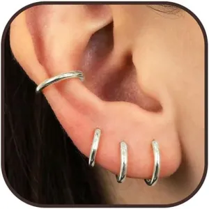 4 Pairs Gold Hoop Earrings for Women 14K Gold Plated Earrings Set for Multiple Piercing Simple Huggie Hoop Earring Stud Earrings Trendy