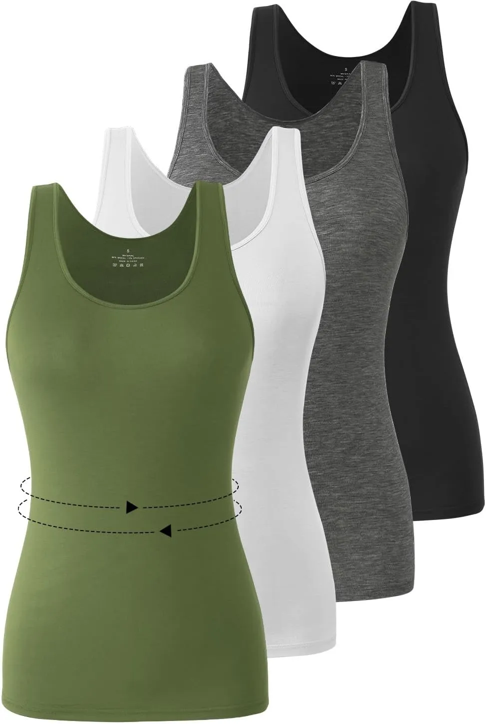 4 Piece Tank Tops for Women Sleeveless Top Basic Layering Tanks Undershirt