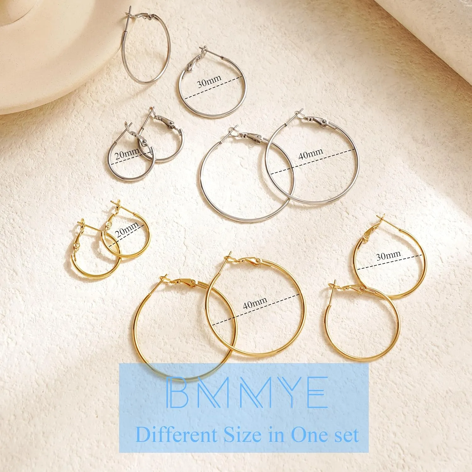 5-10 Pairs Small Gold Silver Hoop Earrings for Women, Stainless Steel Earrings Set Mens Lightweight Thin Hypoallergenic Nickel Free Small Earings