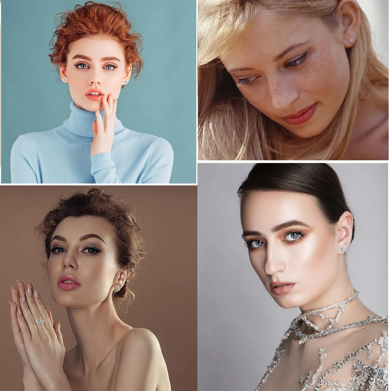 6 Pairs Earrings Sets, Multiple Piercing Lightweight 14K Gold Plated Small Huggie Hoop Earrings, Hypoallergenic Flat Back Tiny CZ Stud Flat Screw Back Earrings for Cartilage, Helix, Lobe (Silver)