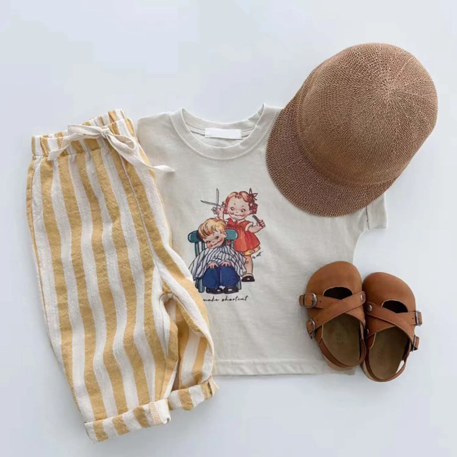 Baby Boys Striped Pull-on Jogger Pants Kids Harem Pants Classic Fit Elastic Waist Toddler Bloomer Long Pants