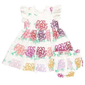 Baby Girls Leila Dress Set - Quilt Flower Embroidery