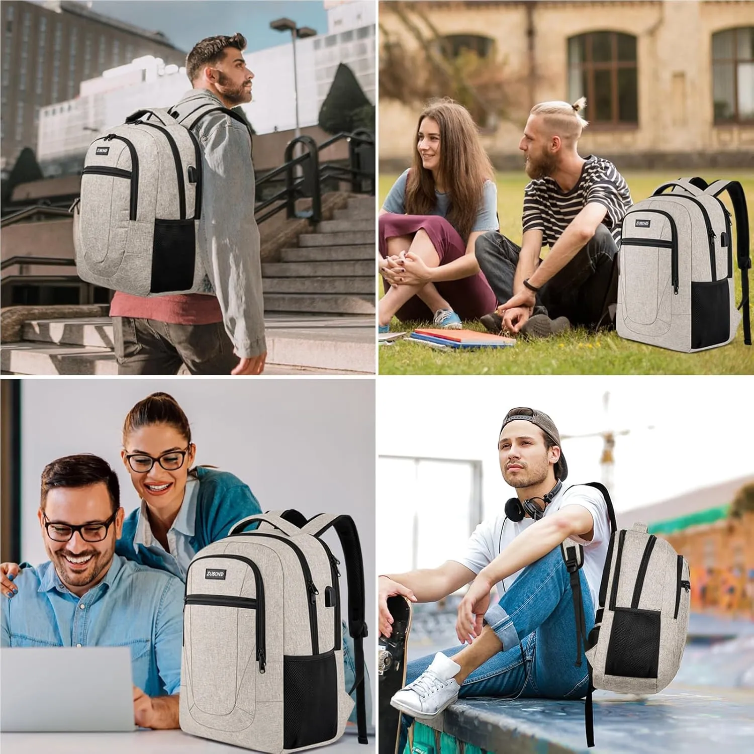 Backpack for Men and Women, School Backpack for Teen Boys, Business Travel 15.6 Inch Laptop Backpack with USB Charging Port, Water Resistant Slim Sturdy College Computer Bag Gift