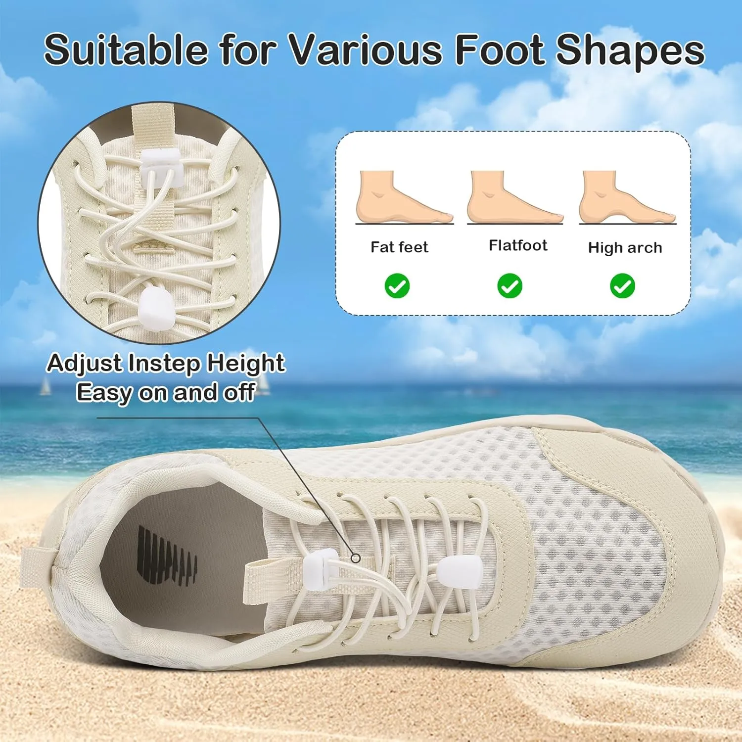 BARERUN Water Shoes Women Men Quick-Dry Wide Toe Athletic Hiking Water Sports Shoes Adjustable Zero Drop Barefoot Shoes for Beach Swim Kayaking Surfing Walking Training