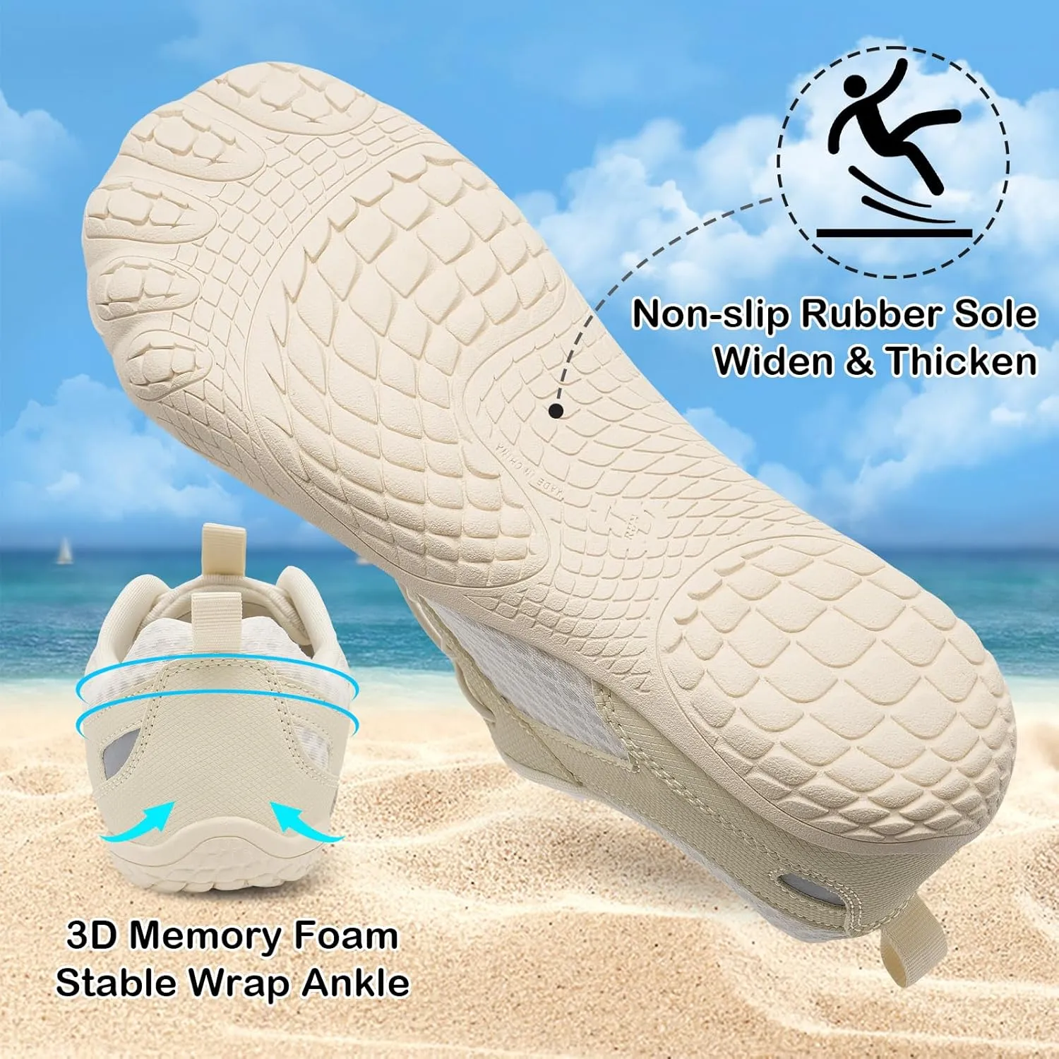 BARERUN Water Shoes Women Men Quick-Dry Wide Toe Athletic Hiking Water Sports Shoes Adjustable Zero Drop Barefoot Shoes for Beach Swim Kayaking Surfing Walking Training