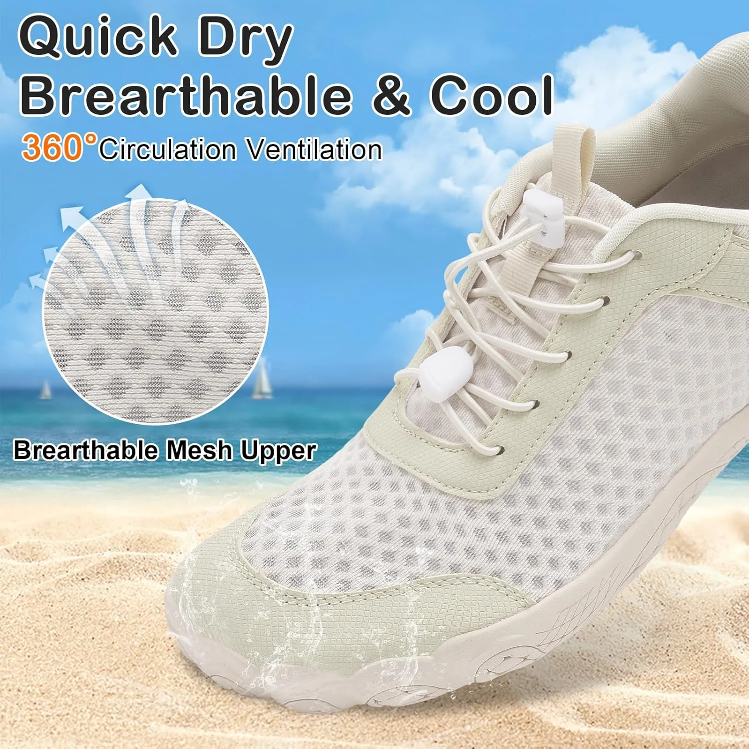 BARERUN Water Shoes Women Men Quick-Dry Wide Toe Athletic Hiking Water Sports Shoes Adjustable Zero Drop Barefoot Shoes for Beach Swim Kayaking Surfing Walking Training