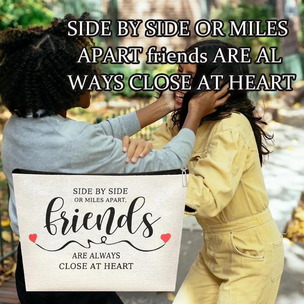 Best Friends Christmas Gifts for Women Bestie Makeup Bag for Sister Friend Travel Cosmetic Bags for Women Sisters Birthday Gift for Besties Long Distance Friendship Gifts for Girls Friend Toiletry Bag