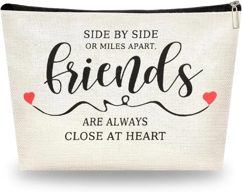Best Friends Christmas Gifts for Women Bestie Makeup Bag for Sister Friend Travel Cosmetic Bags for Women Sisters Birthday Gift for Besties Long Distance Friendship Gifts for Girls Friend Toiletry Bag