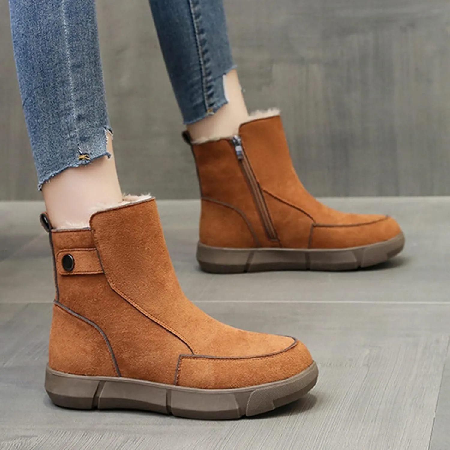 Black Snow Boots for Women Mid Calf Women's Tall Waterproof Winter Boots Winter Shoes for Women Waterproof Snow Non Slip Garden Boots for Women Waterproof Slip on Botas De Frio Para Mujer Con Tacon