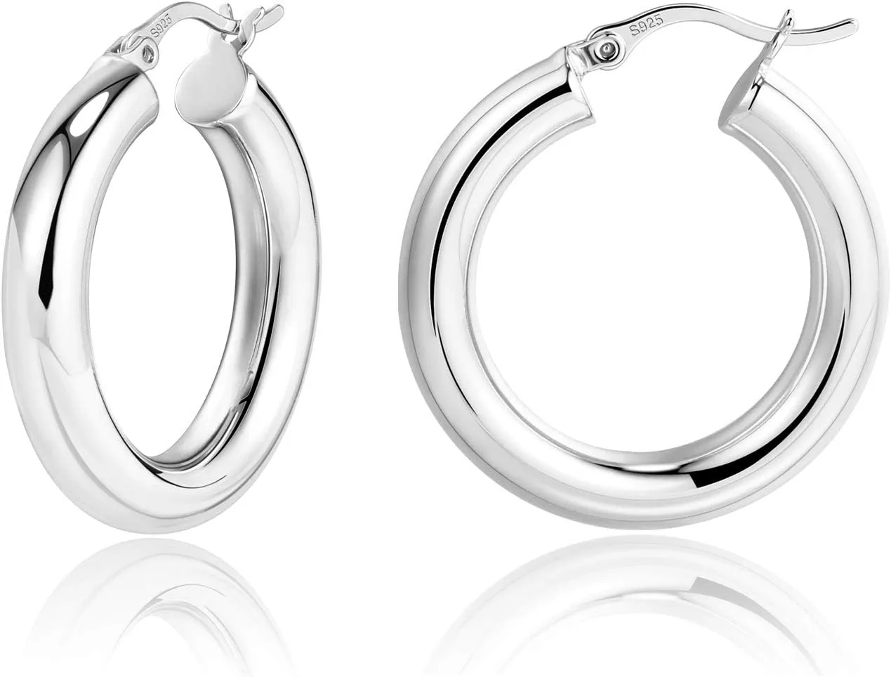 BOUTIQUELOVIN 14K Gold Plated Hoop Earrings for Women Hypoallergenic Thick Chunky Hoop Earrings Lightweight Tube Design