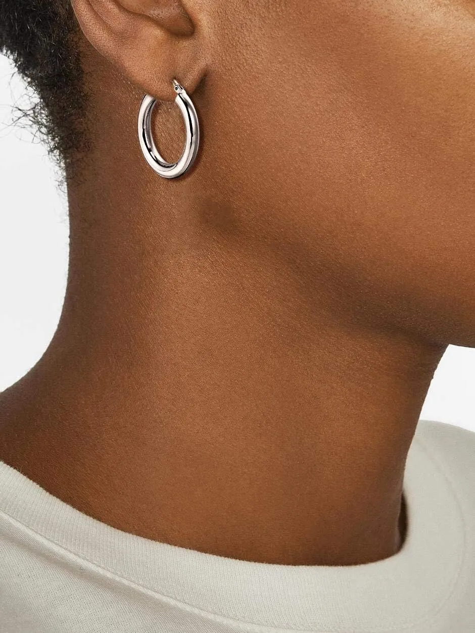 BOUTIQUELOVIN 14K Gold Plated Hoop Earrings for Women Hypoallergenic Thick Chunky Hoop Earrings Lightweight Tube Design
