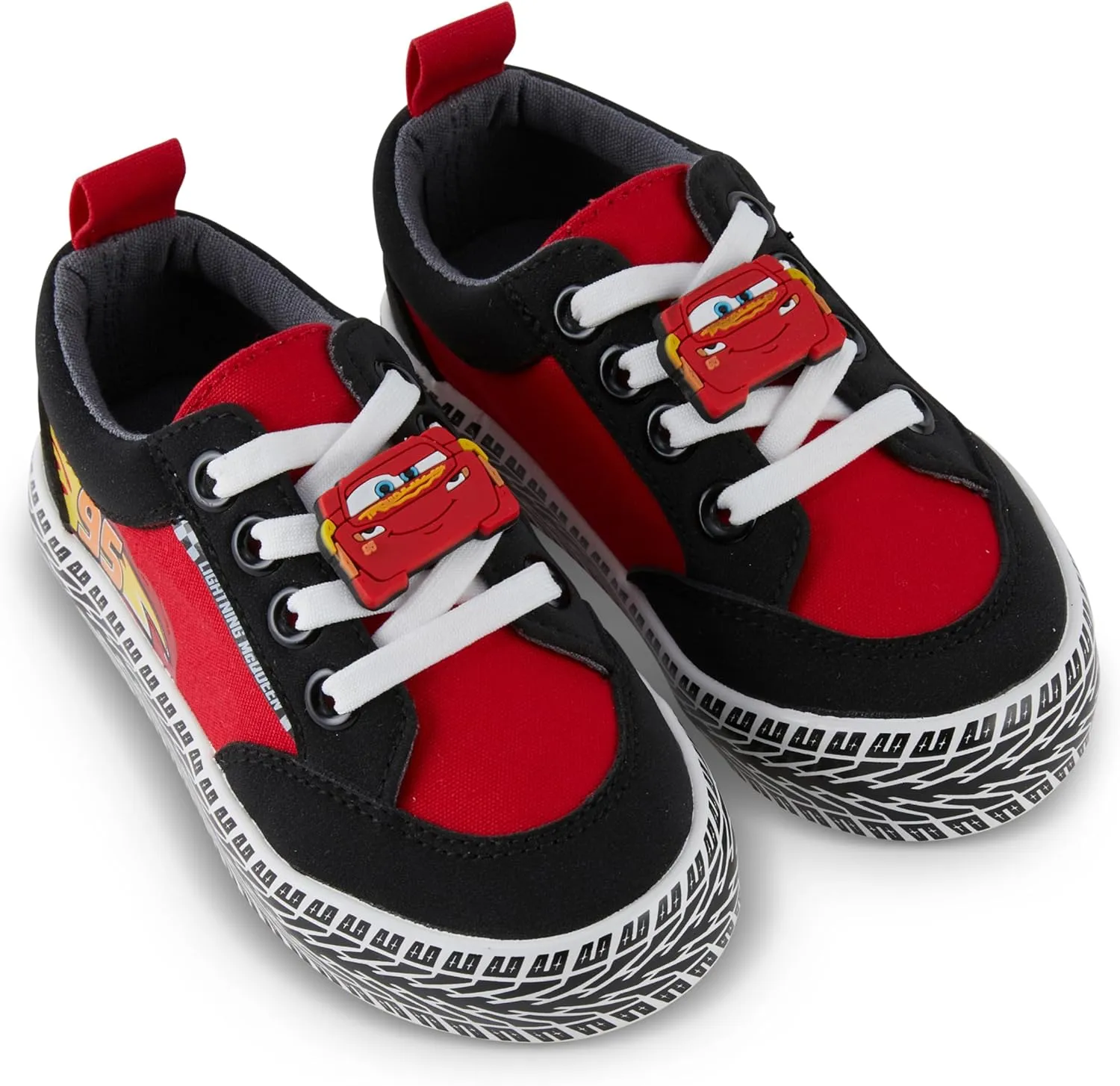 Boys Toddler Cars Low Top Sneaker - Lightning McQueen Shoes - Lightning McQueen, Mater, Doc Hudson, and Sally Lace Up Low Top Sneaker