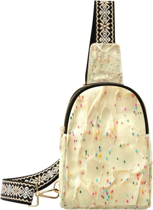 Cake Frosting Texture Fanny Pack Crossbody PC Leather Small Sling Bag for Women Fashion Waist Packs Chest Bag for Travel Sports Running Hiking