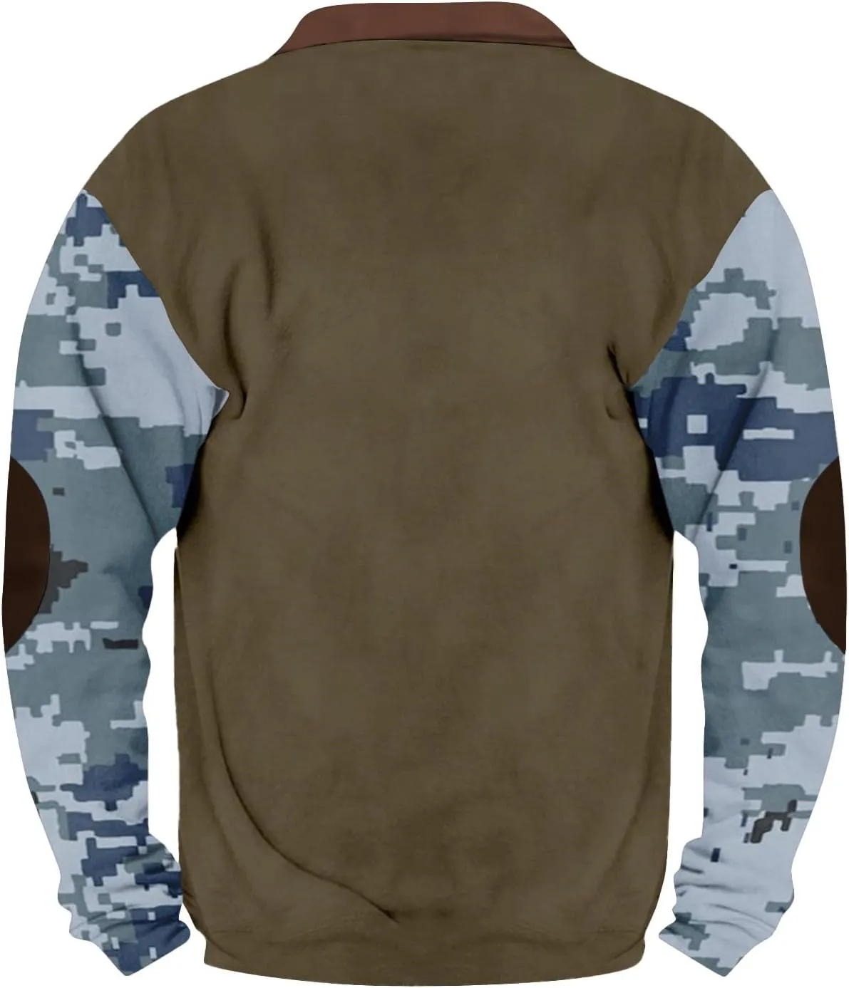 Camoflauge Quarter Zip Sweatshirt Men Plus Size Military Long Sleeve Fall Camouflage Pullover Sweatshirts