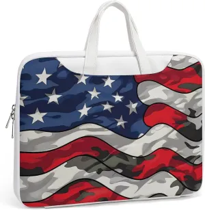 Camouflage American Flag Laptop Tote Bag Waterproof Computer Carrying Case Business Office Briefcase