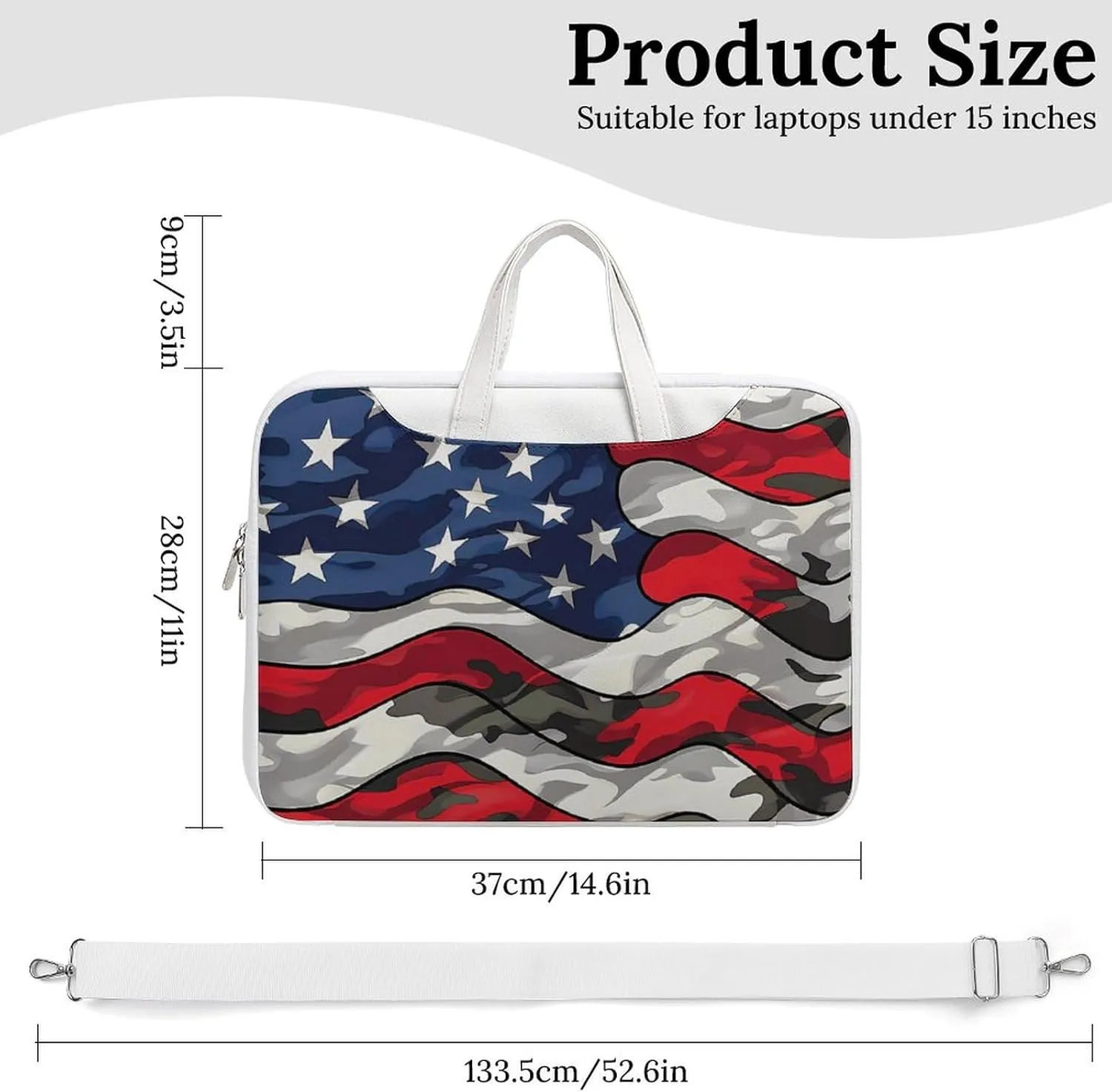 Camouflage American Flag Laptop Tote Bag Waterproof Computer Carrying Case Business Office Briefcase