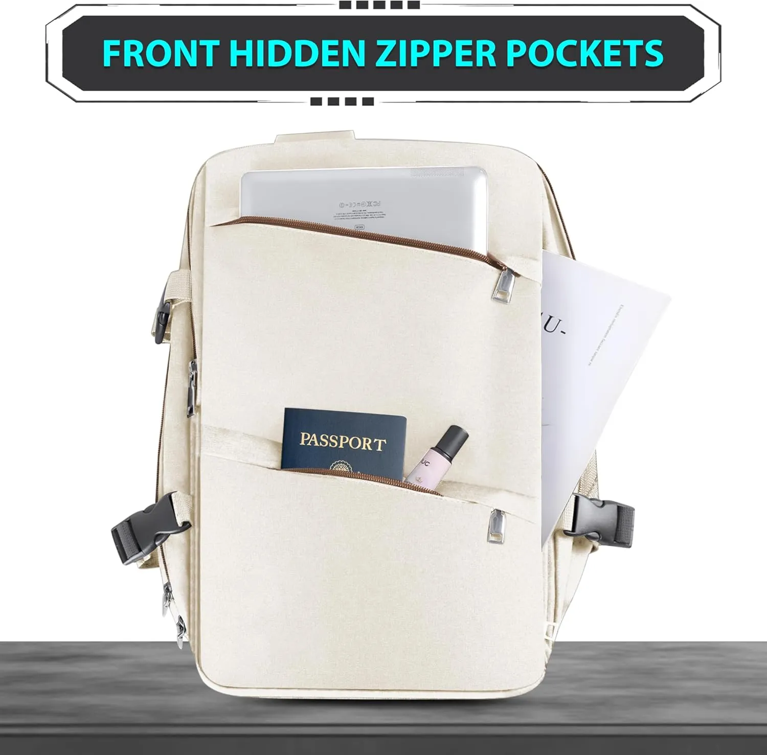 Carry on Backpack Extra Large Travel Backpack fits 17inch Laptop Flight Approved Carry on Bag for Men Women Luggage Daypack (Khaki, Extra Large)