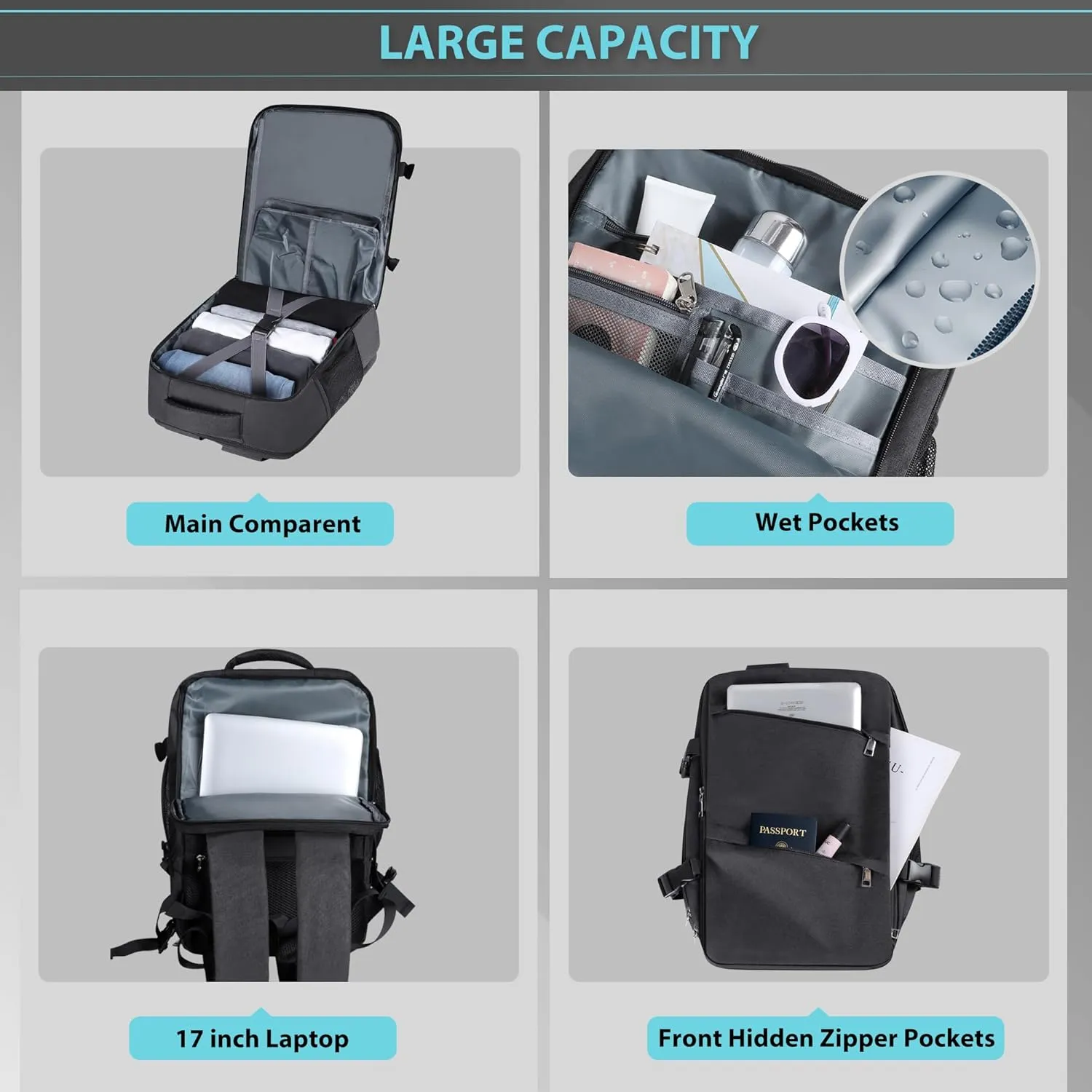 Carry On Backpack Large Travel Backpack fits 15.6in Laptop Flight Approved Carry On Bag for Men Women Luggage Daypack