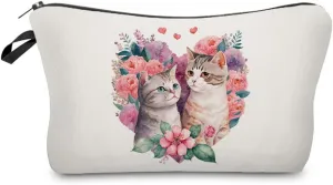 Cartoon Cat Makeup Bag Cute Small Makeup Bag Travel Toiletry Zipper Pouch Birthday Christmas Valentine Gift for Cat Lovers Cartoon Cat Cosmetic Bag for Women BFF