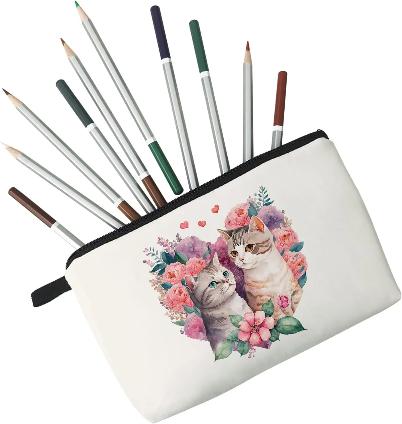 Cartoon Cat Makeup Bag Cute Small Makeup Bag Travel Toiletry Zipper Pouch Birthday Christmas Valentine Gift for Cat Lovers Cartoon Cat Cosmetic Bag for Women BFF