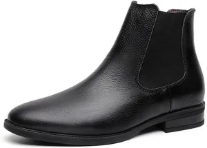 Chelsea Boots For Men Elastic Bandage Cowhide Leather Wearable Waterproof Slip Anti-slip Dress Pull On