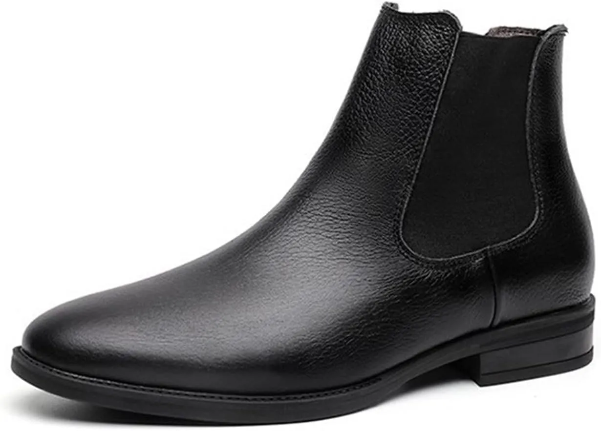 Chelsea Boots For Men Elastic Bandage Cowhide Leather Wearable Waterproof Slip Anti-slip Dress Pull On
