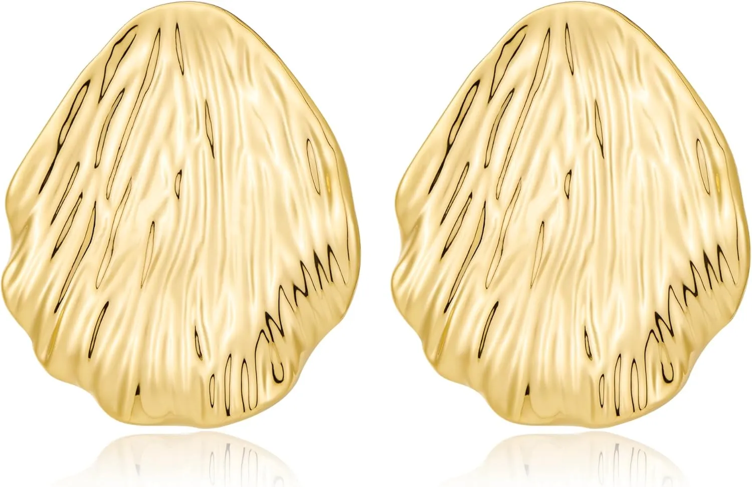 Chunky Gold Earrings for Women Trendy Statement Textured Stud Earrings Bold Geometric Gold Accessories Jewelry for Women