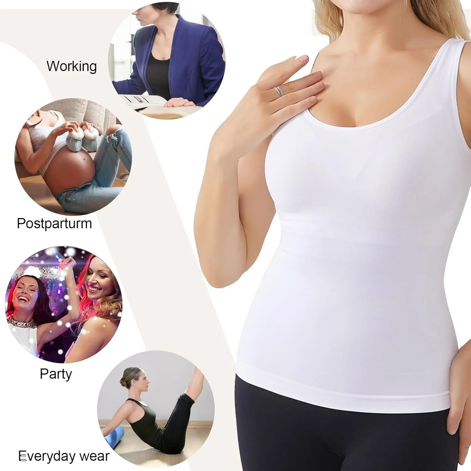 Compression Tanks Top, Womens Seamless Shapewear Tummy, Control Body Shaper Camisole